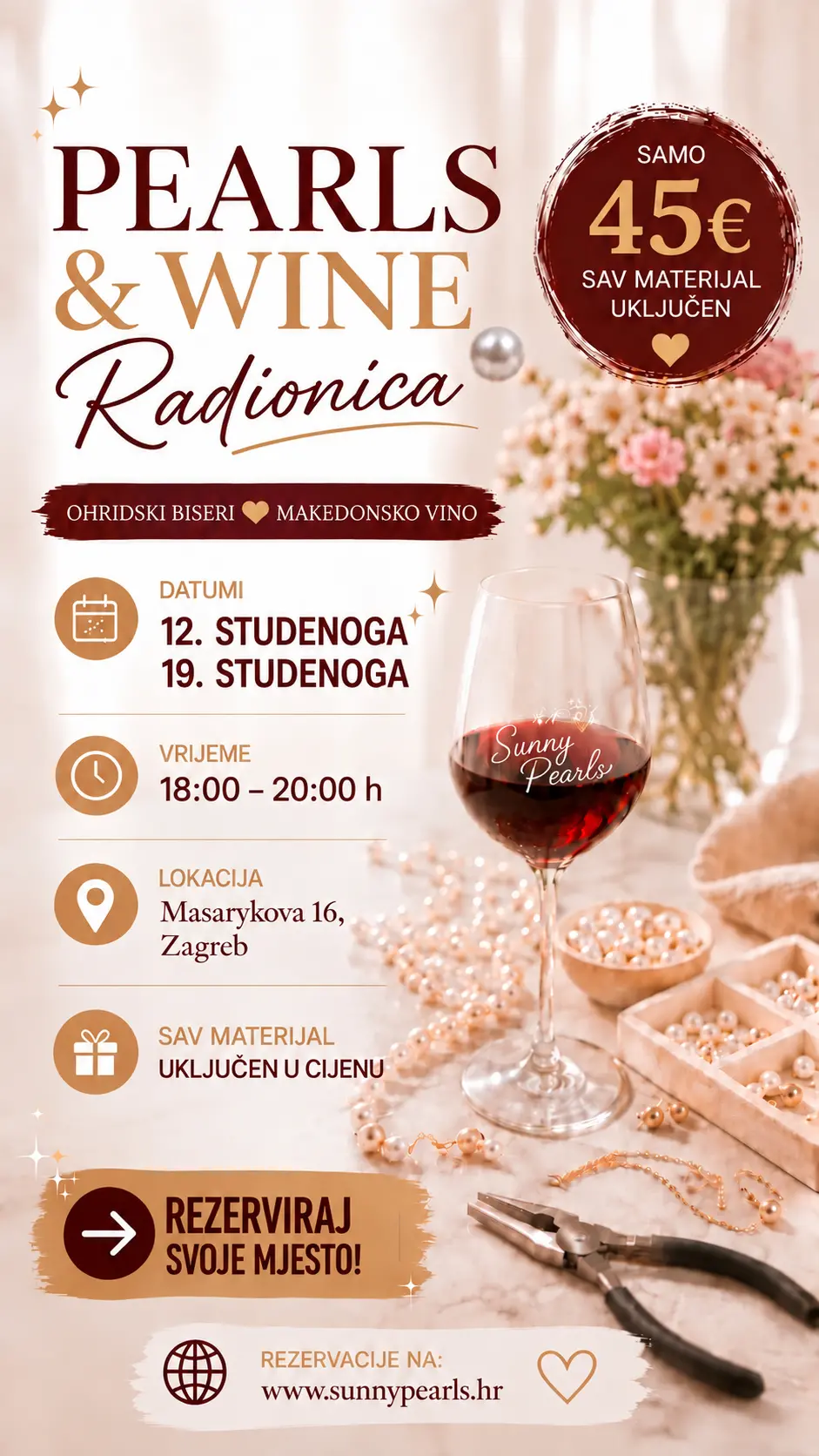 Pearls & Wine — radionica izrade nakita Sunny Pearls