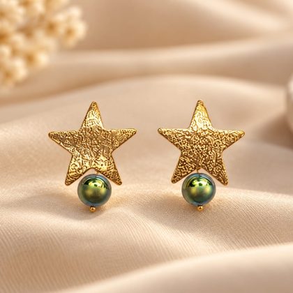 STAR naušnice u zlatnoj boji od nehrđajućeg čelika i hematita